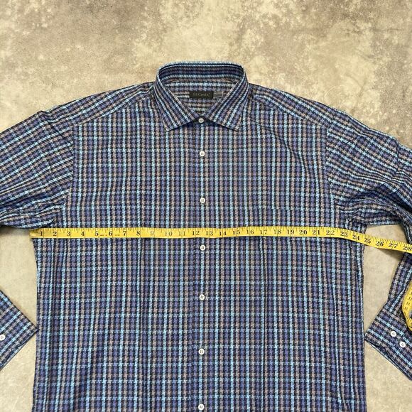 St Croix Shirt Mens Large Button Up Geometric Cotton Italy Multicolor Italy - Picture 2 of 9